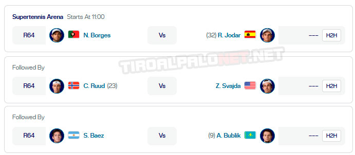 atp roma partidos supertennis viernes8 mayo 2026 tiroalpalo